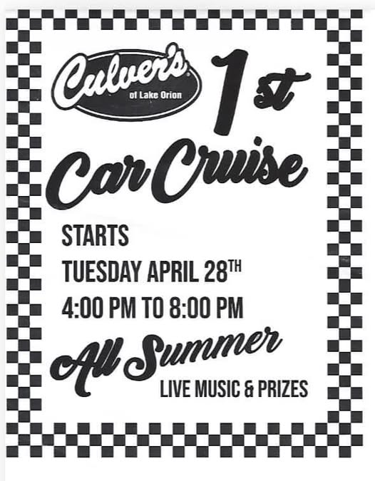 Culver's 1st Car Cruise event at Culver's of Lake Orion in Lake Orion, MI on April 28, 2026