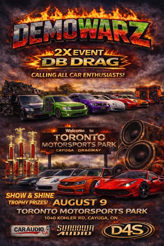 DEMOWARZ event at TORONTO MOTORSPORTS PARK in Cayuga, ON on August 9, 2026