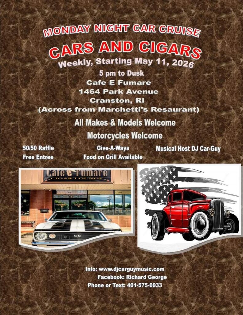 Cars And Cigars event at Cafe E Fumare in Cranston, RI on May 11, 2026
