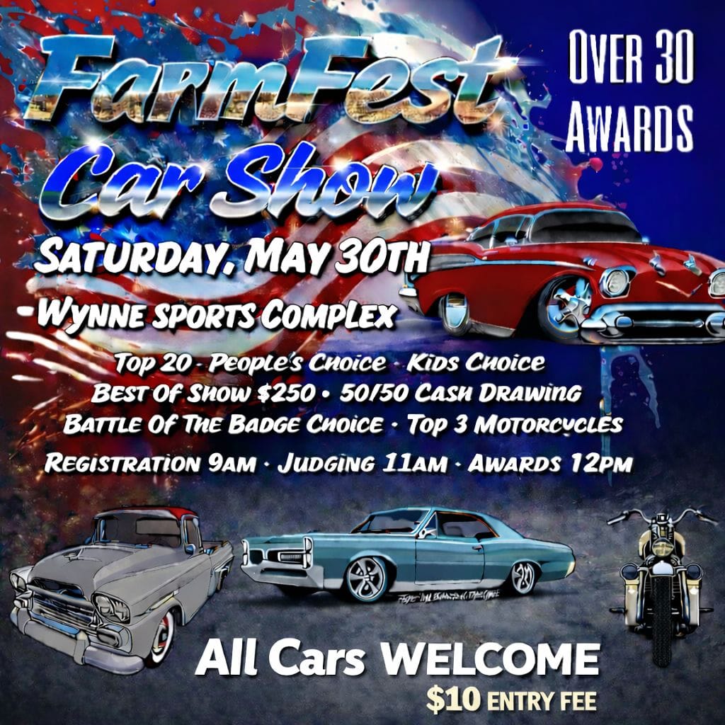 FarmFest Car Show event at Wynne Sports Complex in Wynne, AR on May 28, 2026