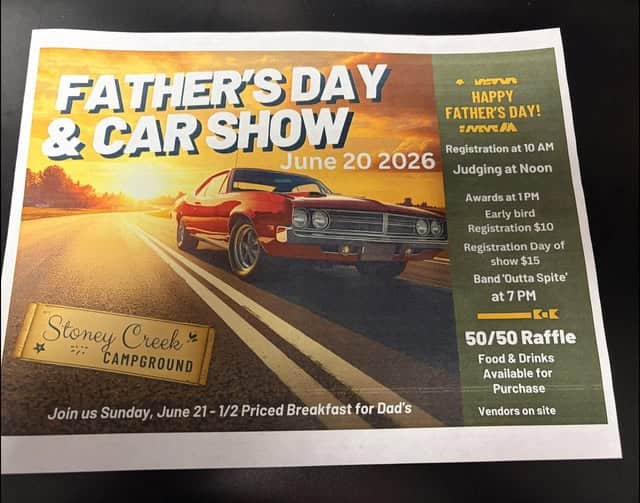Father's Day & Car Show event at Stoney Creek Campground in Greenville, VA on June 20, 2026