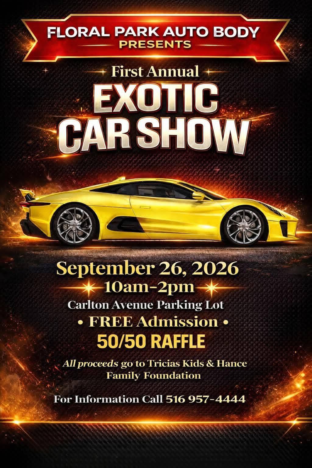 First Annual Exotic Car Show event at Carlton Avenue Parking Lot in Brooklyn, NY on September 26, 2026