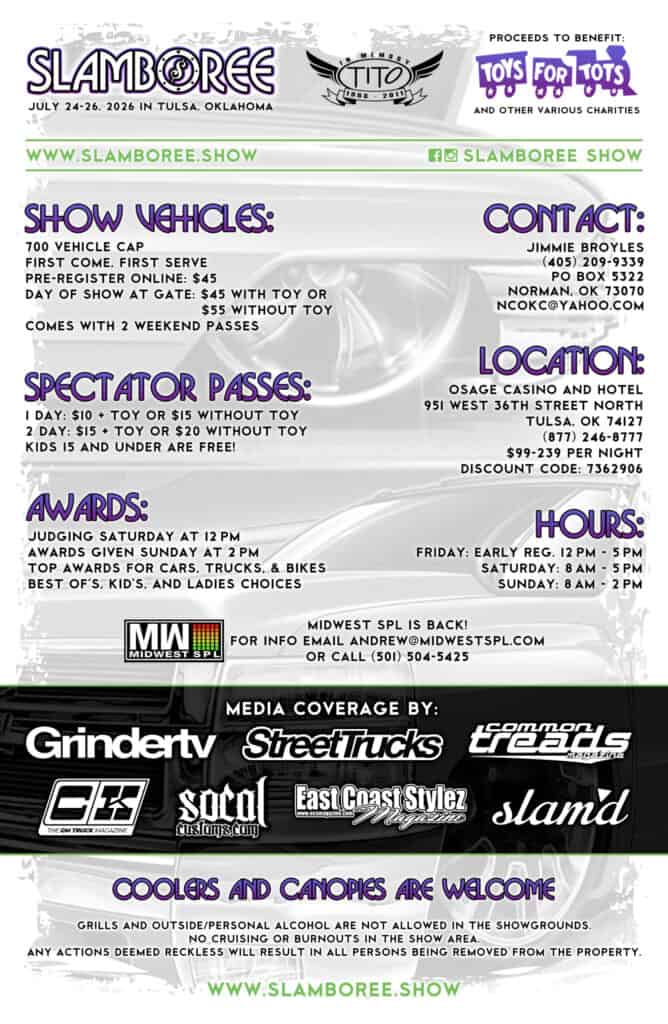 Slamboree Car, Truck, & Bike Show event at Osage Casino and Hotel in Tulsa, OK on July 24, 2026