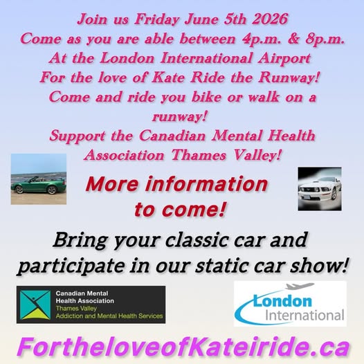 For The Love Of Kate Ride The Runway event at London International Airport in London, ON on June 5, 2026