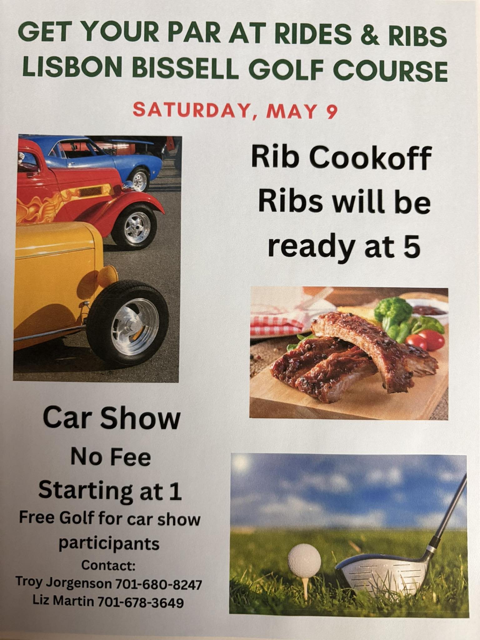 Get Your Par At Rides & Ribs event at Lisbon Bissell Golf Course in Lisbon, ND on May 9, 2026