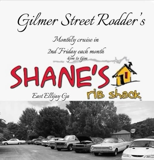 Gilmer Street Rodder's event at Shane's Rib Shack in East Ellijay, GA on March 13, 2026