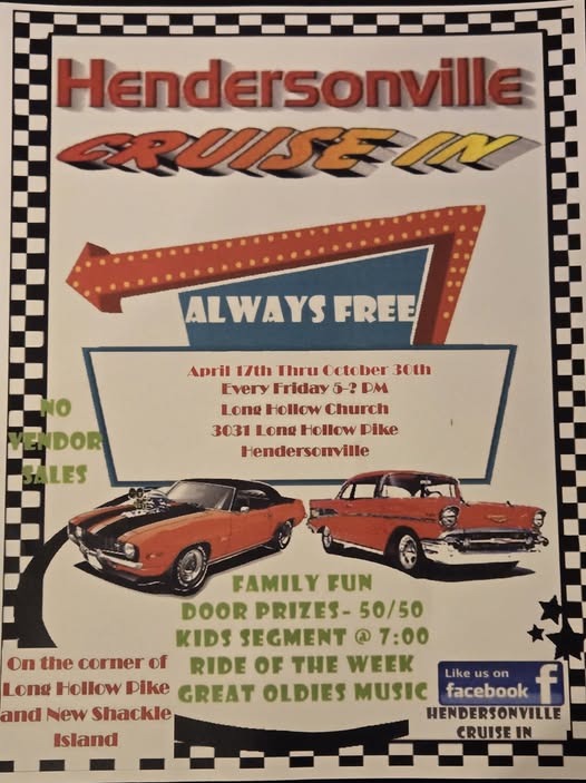 Hendersonville Cruise In event at Long Hollow Church in Hendersonville, TN on April 17, 2026