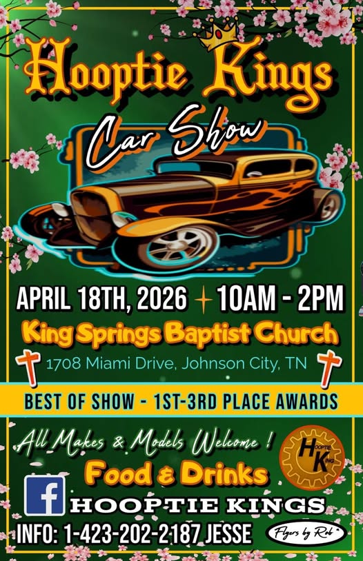 Hooptie Kings Car Show event at King Springs Baptist Church in Johnson City, TN on April 18, 2026