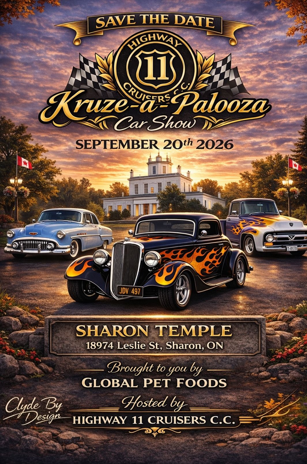 Kruze-a-Palooza Car Show event at Sharon Temple in Sharon, ON on September 20, 2026