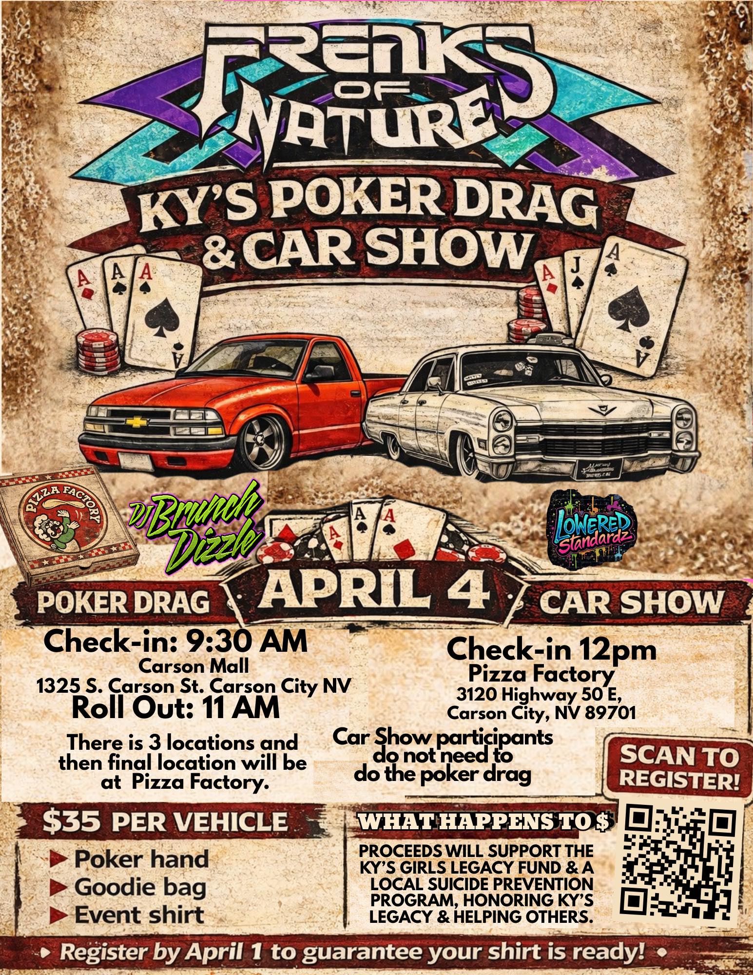 KY's Poker Drag & Car Show event at Carson Mall in Carson City, NV on April 4, 2026