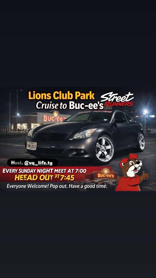Lions Club Park Street Runners Cruise to Buc-ee's event at Lions Club Park in Killeen, TX on April 5, 2026