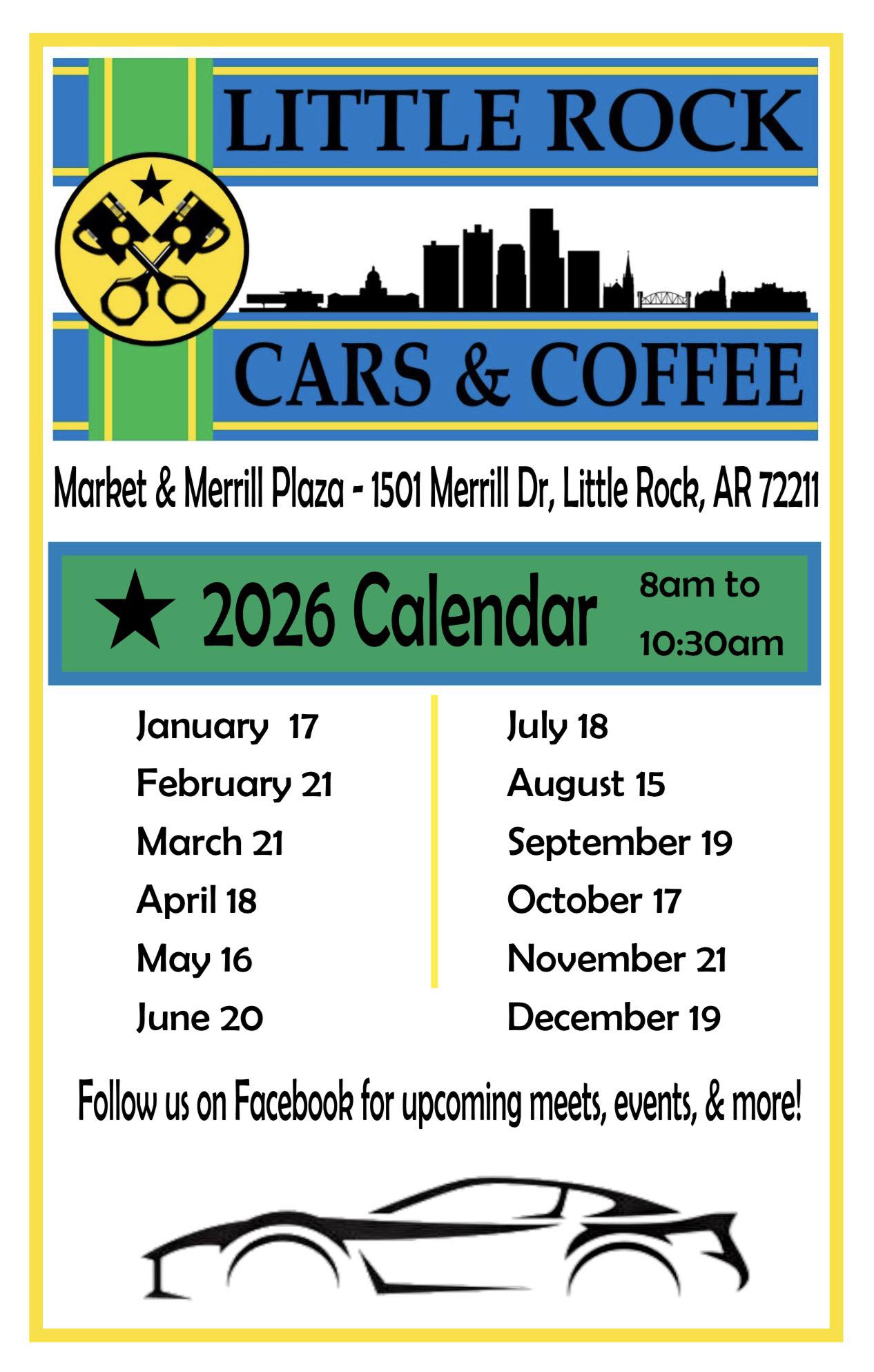 Little Rock Cars & Coffee event at Market & Merrill Plaza in Little Rock, AR on March 21, 2026
