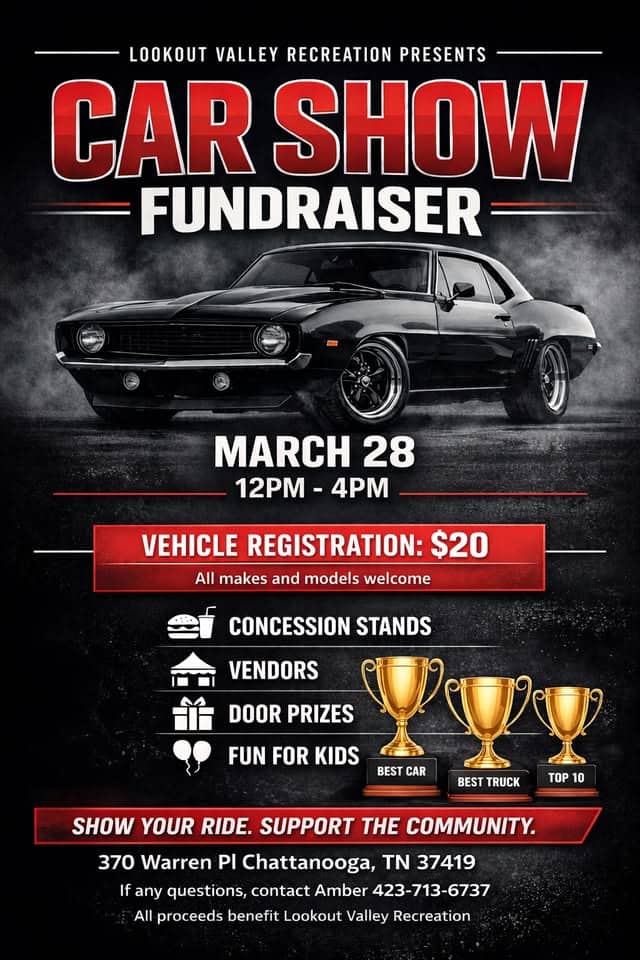 Lookout Valley Recreation Car Show event at 370 Warren Pl in Chattanooga, TN on March 28, 2026