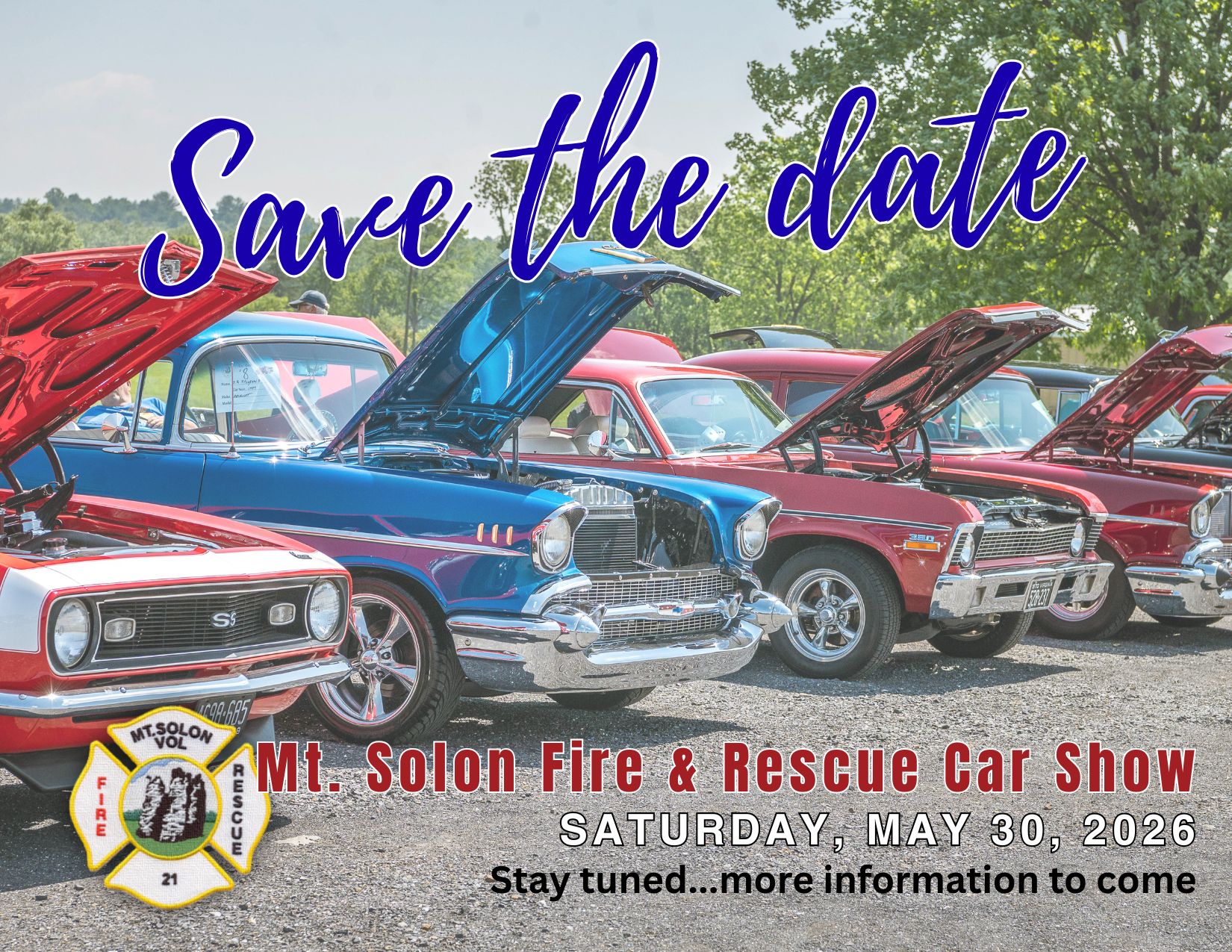 Mt. Solon Fire & Rescue Car Show event at Mt. Solon Fire Department & Rescue Squad in Mt. Solon, VA on May 30, 2026