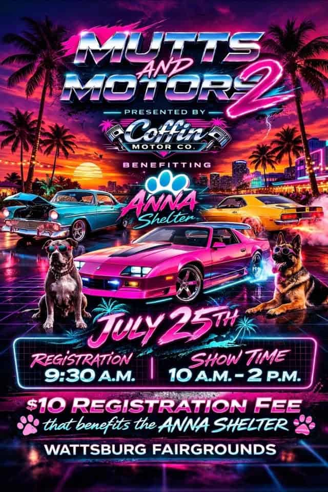 Mutts and Motors 2 event at 89 Route 8 in Wattsburg, PA on July 25, 2026