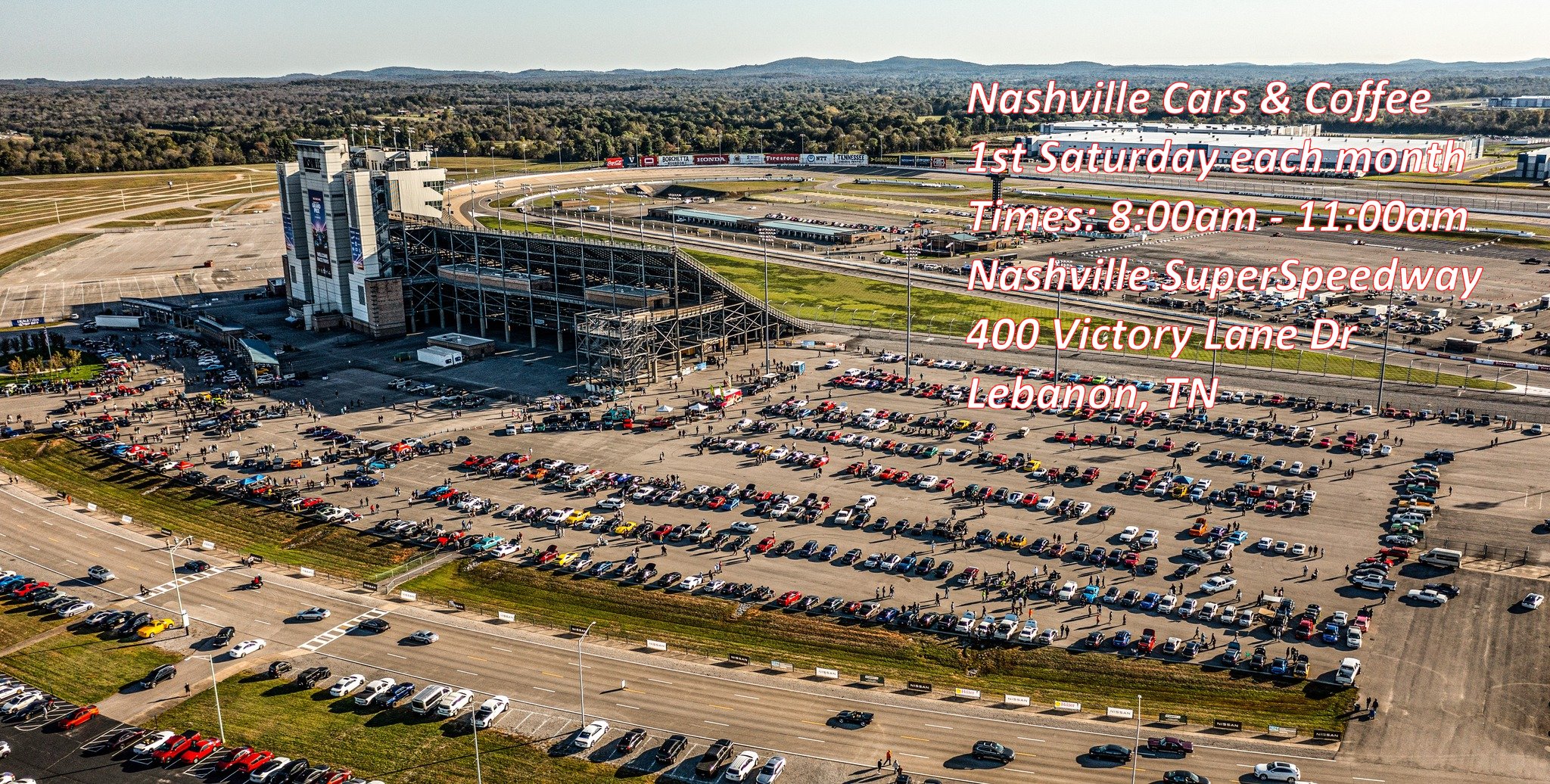 Nashville Cars & Coffee event at Nashville SuperSpeedway in Lebanon, TN on March 7, 2026