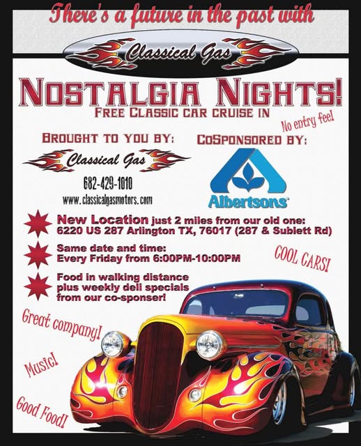 Nostalgia Nights! event at 6220 US 287 in Arlington, TX on April 3, 2026