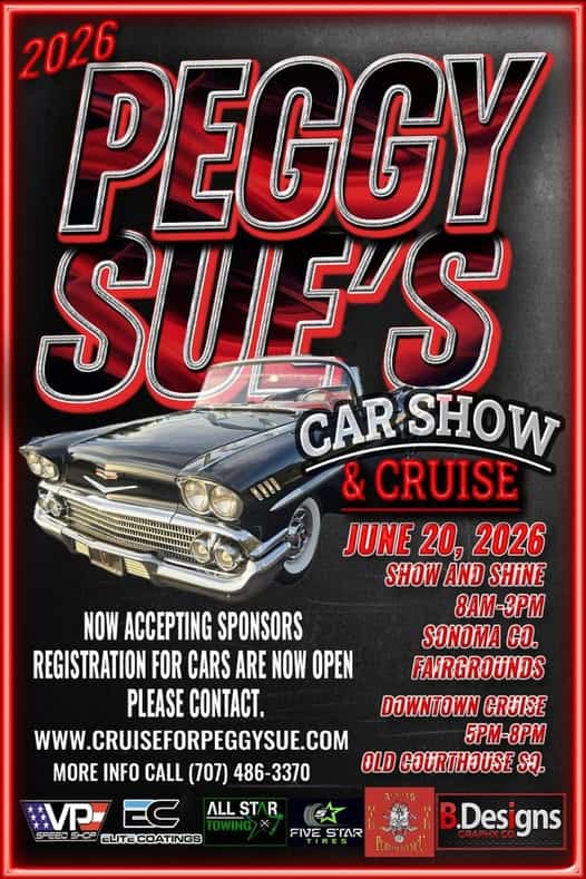 Peggy Sue's Car Show & Cruise event at Sonoma County Fairgrounds in Sonoma, CA on June 20, 2026