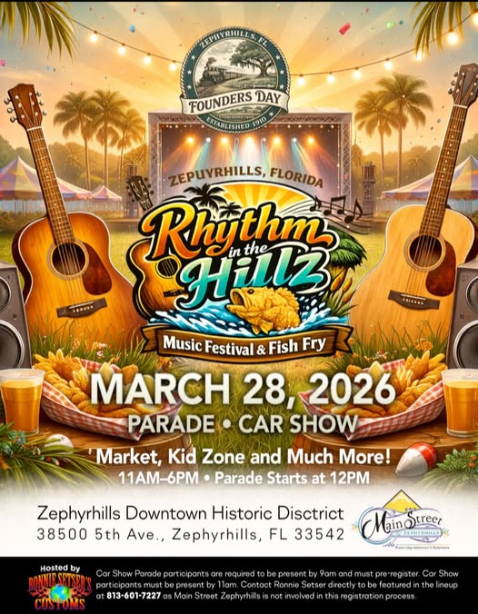Rhythm In The Hillz event at Zephyrhills Downtown Historic District in Zephyrhills, FL on March 28, 2026