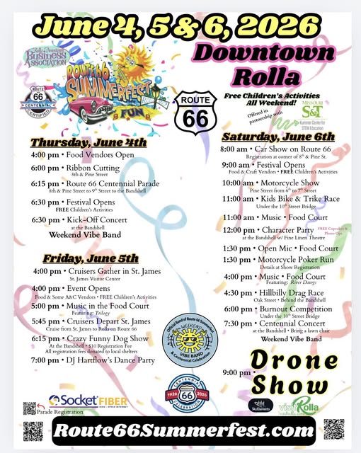Route 66 Summerfest event at 901 N Elm Street in Rolla, MO on June 6, 2026