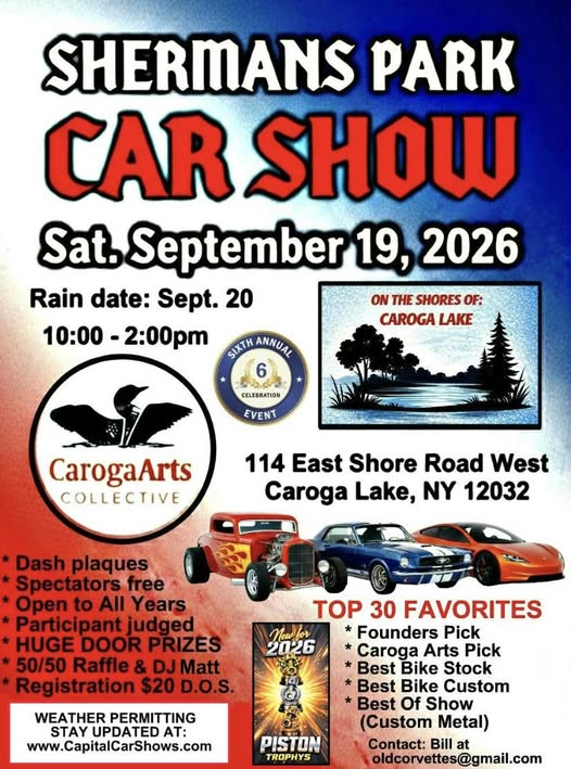 Shermans Park Car Show event at Shermans Park in Caroga Lake, NY on September 19, 2026