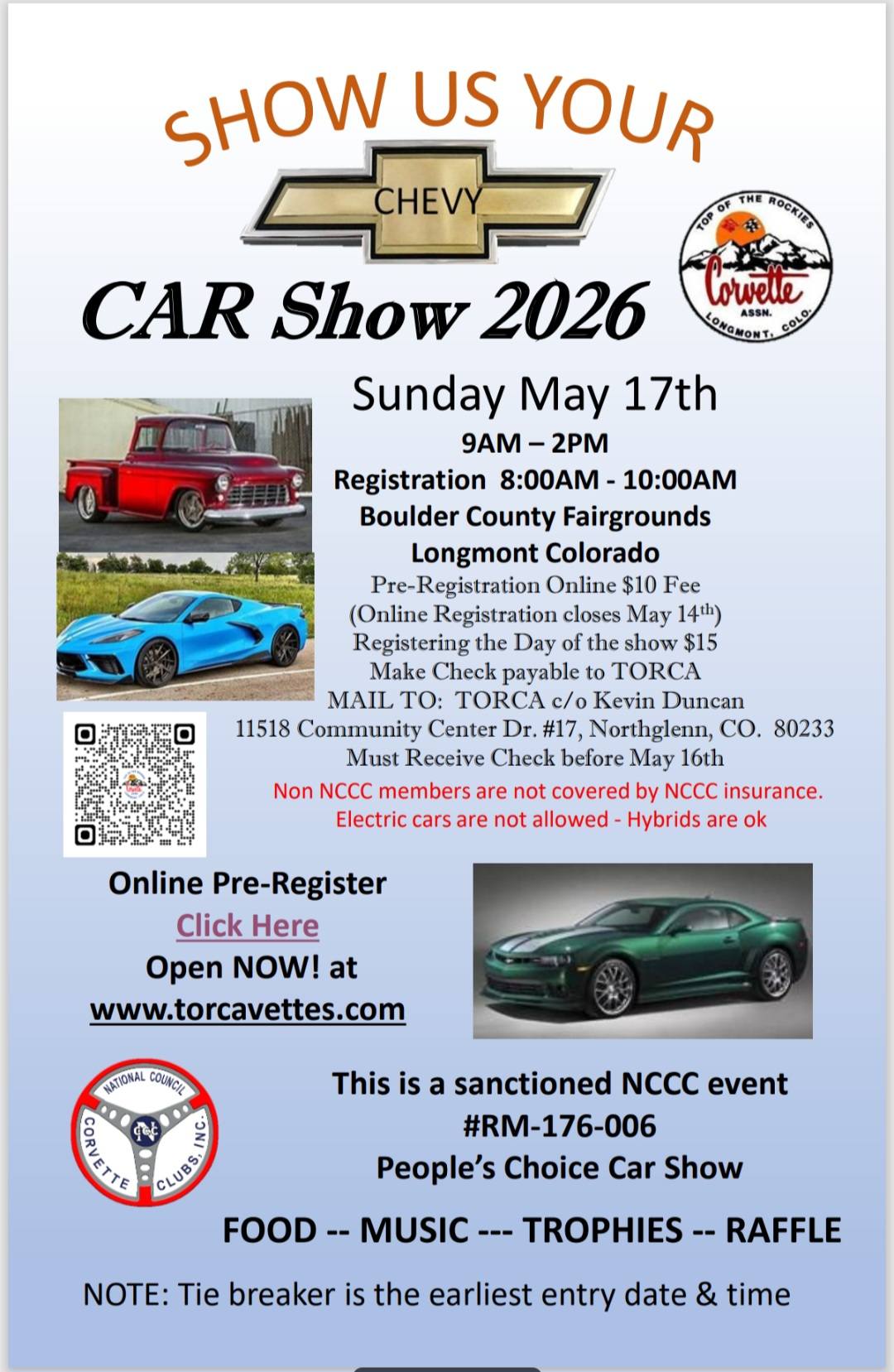 Show Us Your Chevy Car Show 2026 event at Boulder County Fairgrounds in Longmont, CO on May 17, 2026