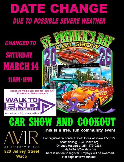 St. Patrick's Day Car Show event at AVIR in Waco, TX on March 14, 2026