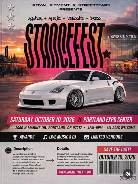 StanceFest event at Portland Expo Center in Portland, OR on October 10, 2026