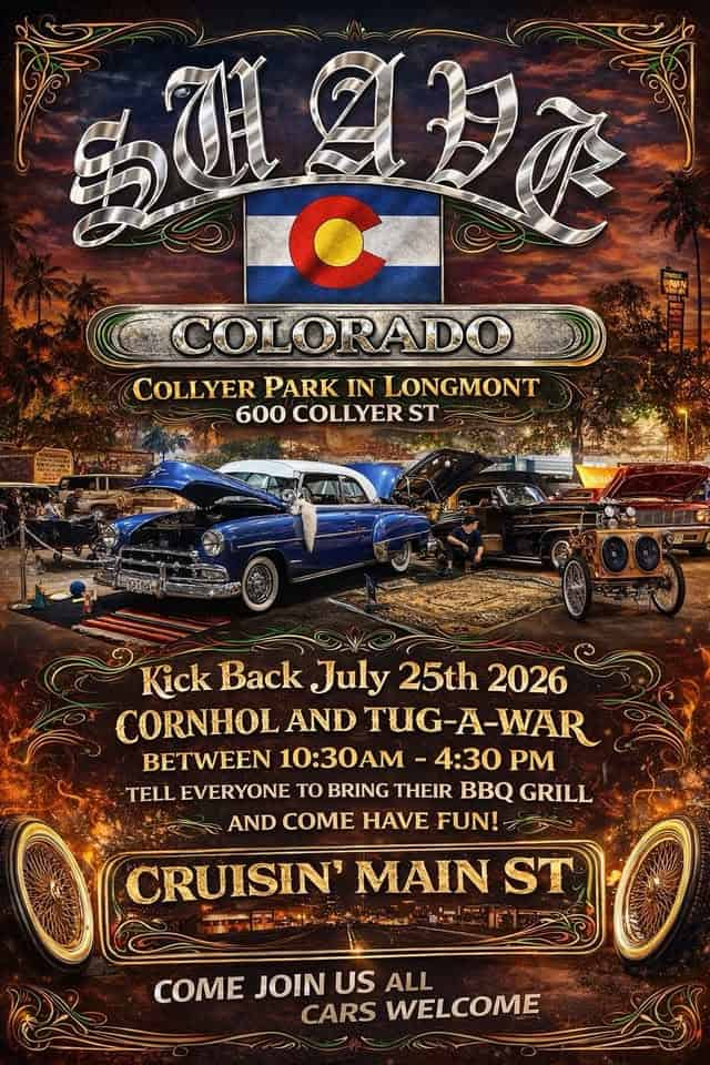Suavé Kickback event at 600 Collyer St in Longmont, CO on July 25, 2026