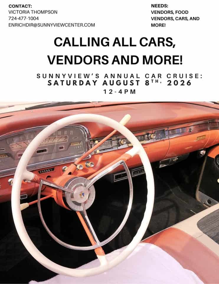 Sunnyview Car Cruise! event at 107 Sunnyview Cir in Butler, PA on August 8, 2026