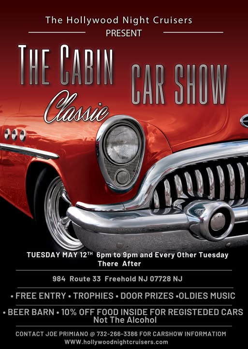 The Cabin Classic Car Show event at 984 Route 33 in Freehold, NJ on May 12, 2026