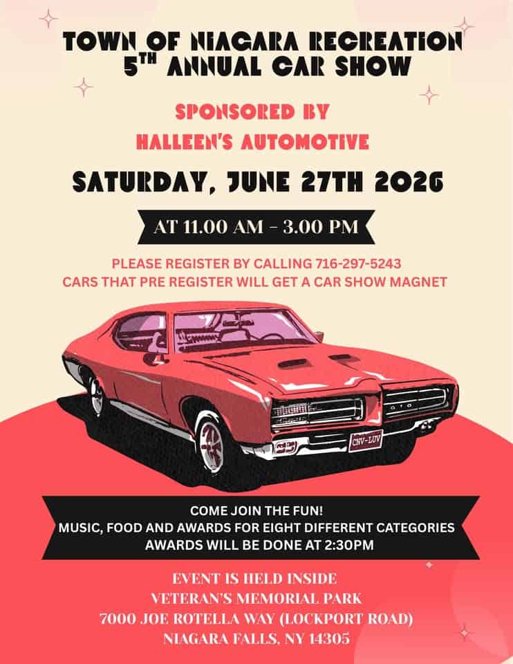 Town of Niagara Recreation Car Show event at 7000 Lockport Rd in Niagara Falls, NY on June 27, 2026