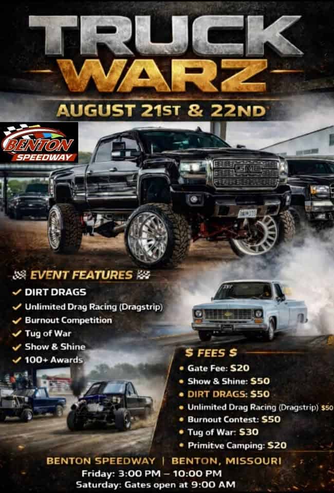 Truck Warz - No Limits Just Warz event at 817 County Road 505 in Benton, MO on August 21, 2026
