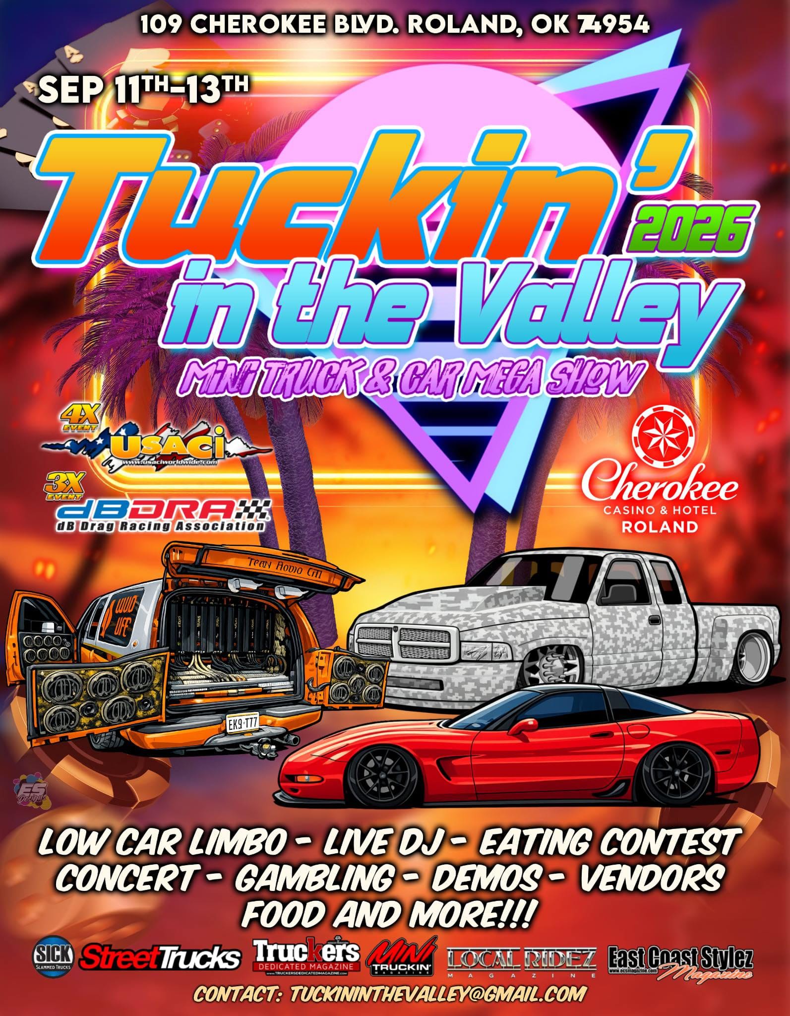 Tuckin' In The Valley 2026 Mini Truck & Car Mega Show event at Cherokee Casino & Hotel Roland in Roland, OK on September 11, 2026