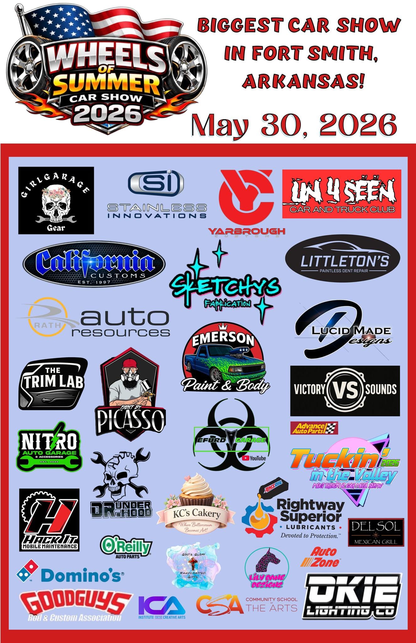 Wheels Of Summer Car Show 2026 event at 1101 Riverfront Drive in Fort Smith, AR on May 30, 2026