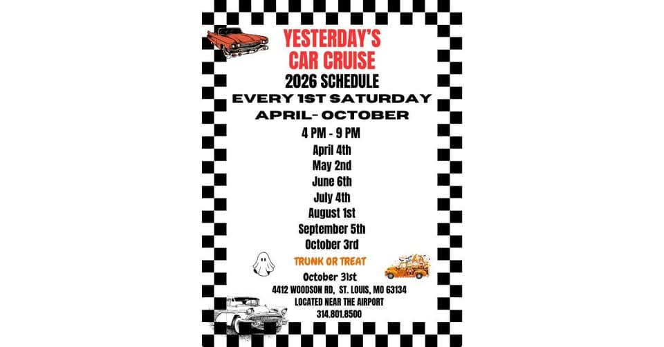 Yesterday's 2026 Car Cruise event at 4412 Woodson Rd in St Louis, MO on April 4, 2026
