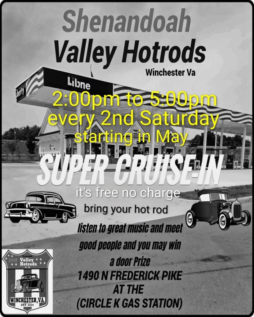 Shenandoah Valley Hotrods Super Cruise-In event at Circle K Gas Station in Winchester, VA on May 14, 2026