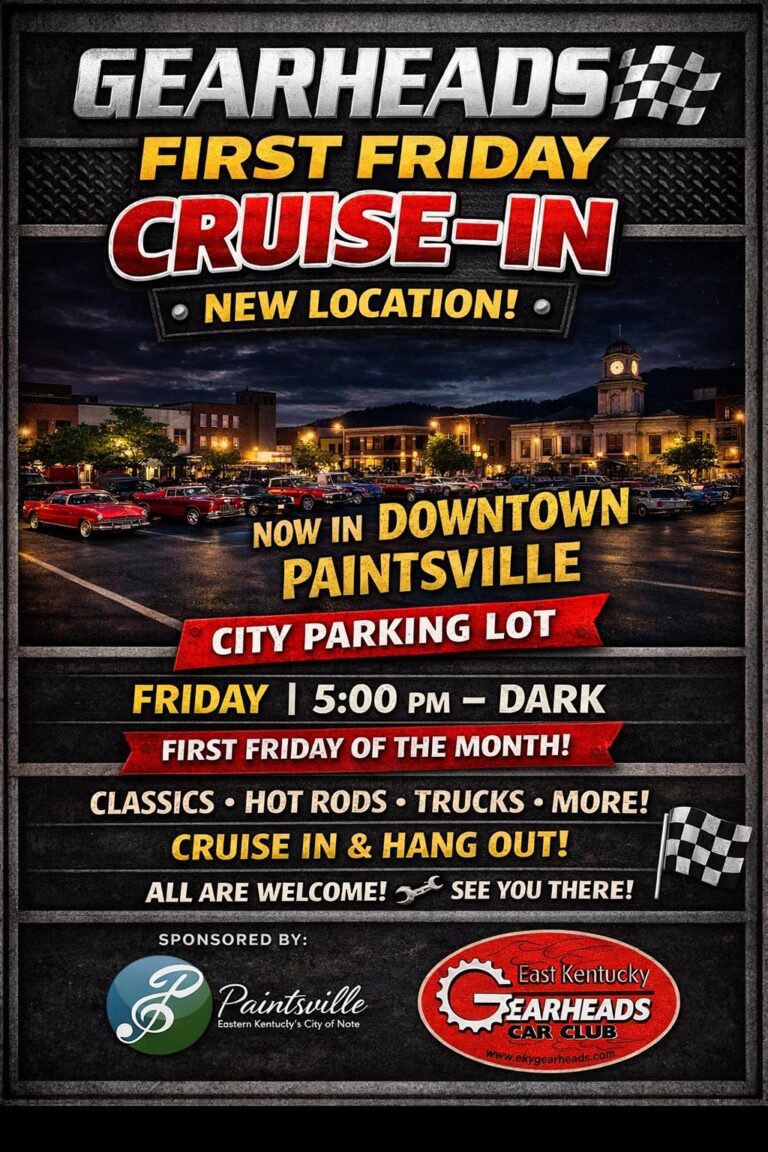 Gearheads First Friday Cruise-In car show in Paintsville, KY