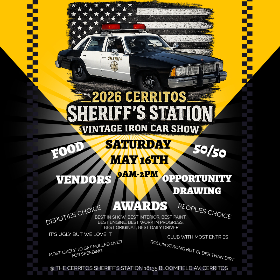 2026 Cerritos Sheriff's Station Vintage Iron Car Show event at Cerritos Sheriff's Station in Cerritos, CA on May 16, 2026