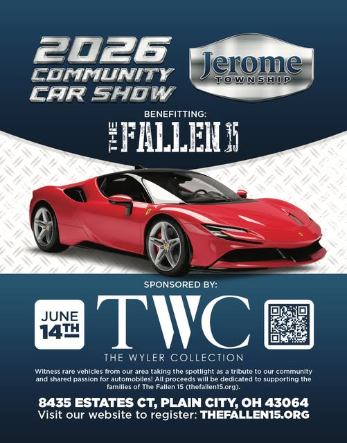 2026 Community Car Show Benefitting: The Fallen 15 event at Jerome Township in Plain City, OH on June 14, 2026