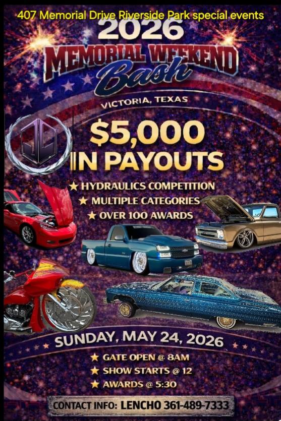 2026 Memorial Weekend Bash event at Riverside Park in Victoria, TX on May 24, 2026