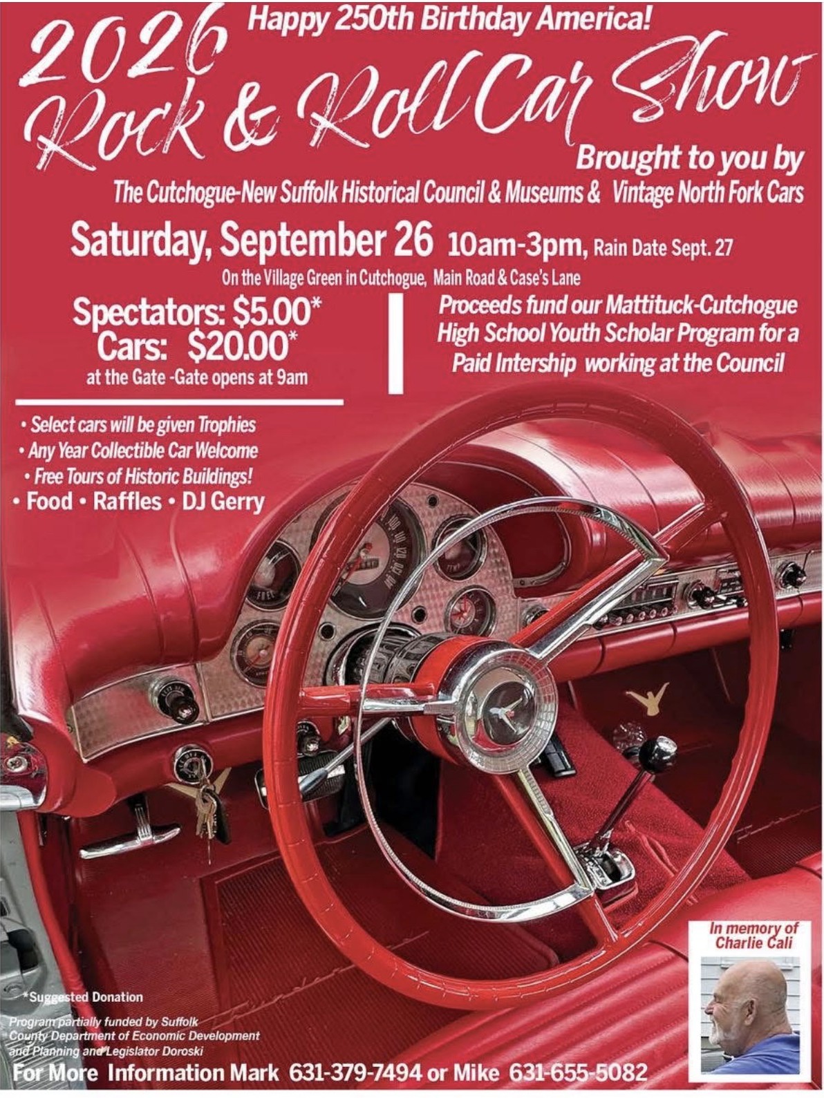 2026 Rock & Roll Car Show event at On The Village Green In Cutchogue in Cutchogue, NY on September 26, 2026