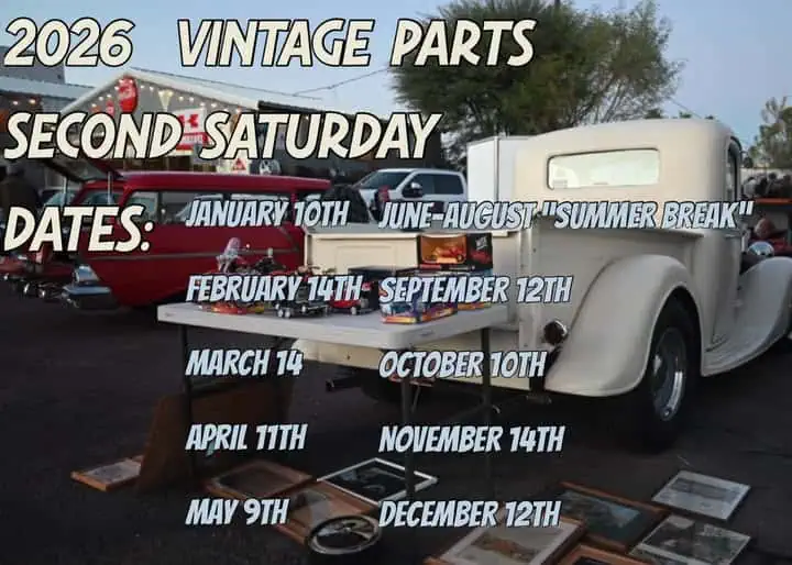 2026 Vintage Parts Second Saturday event at Vintage Parts of Arizona in Phoenix, AZ on April 11, 2026