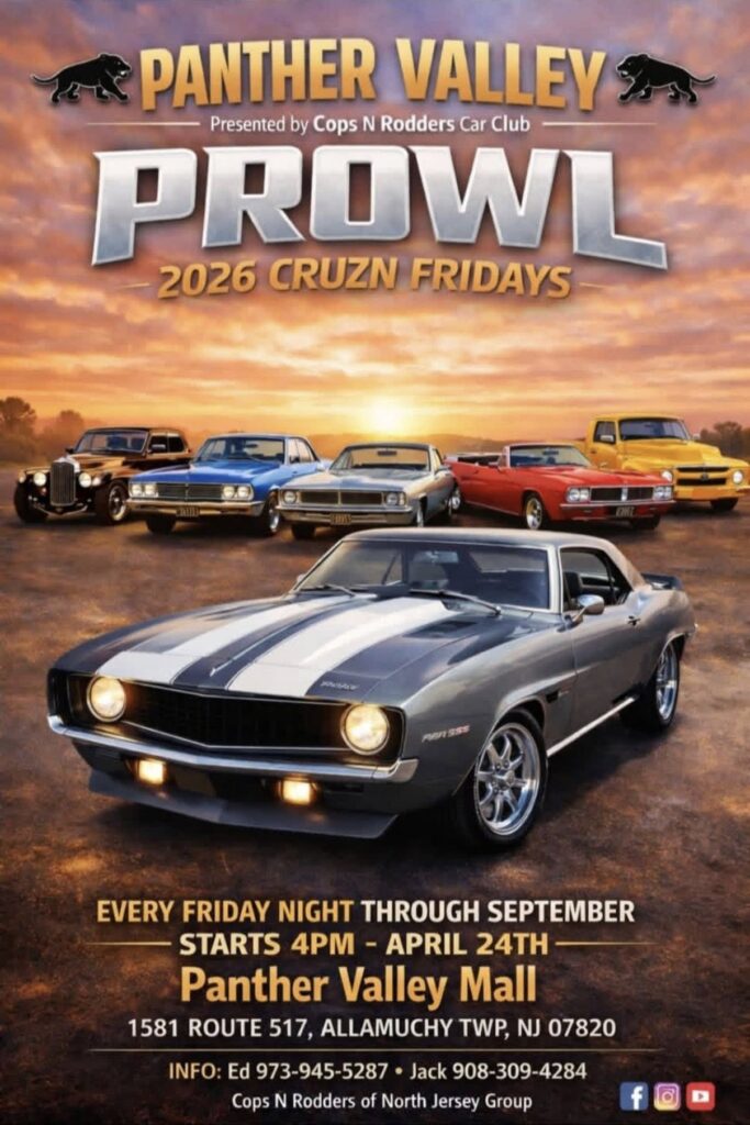 Panther Valley Prowl 2026 Cruz'N Fridays event at Panther Valley Mall in Allamuchy Twp, NJ on April 24, 2026