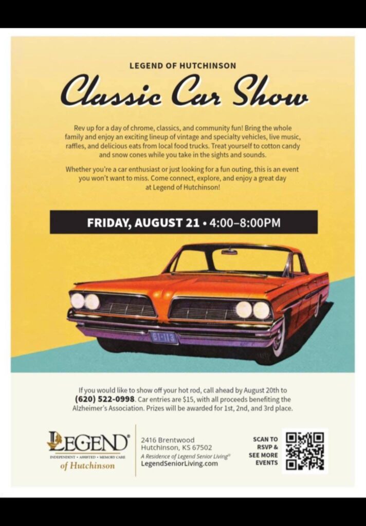 Legend Of Hutchinson Classic Car Show event at Legend of Hutchinson in Hutchinson, KS on August 21, 2026
