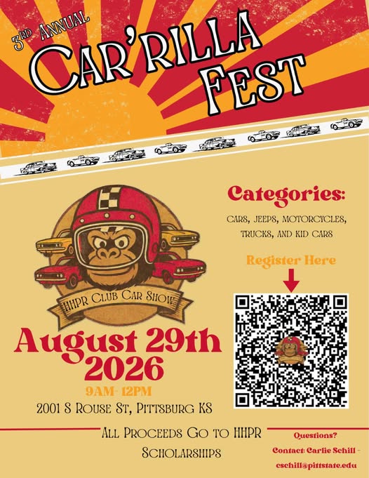 3rd Annual Car'rilla Fest event at HIIPR Club Car Show in Pittsburg, KS on August 29, 2026