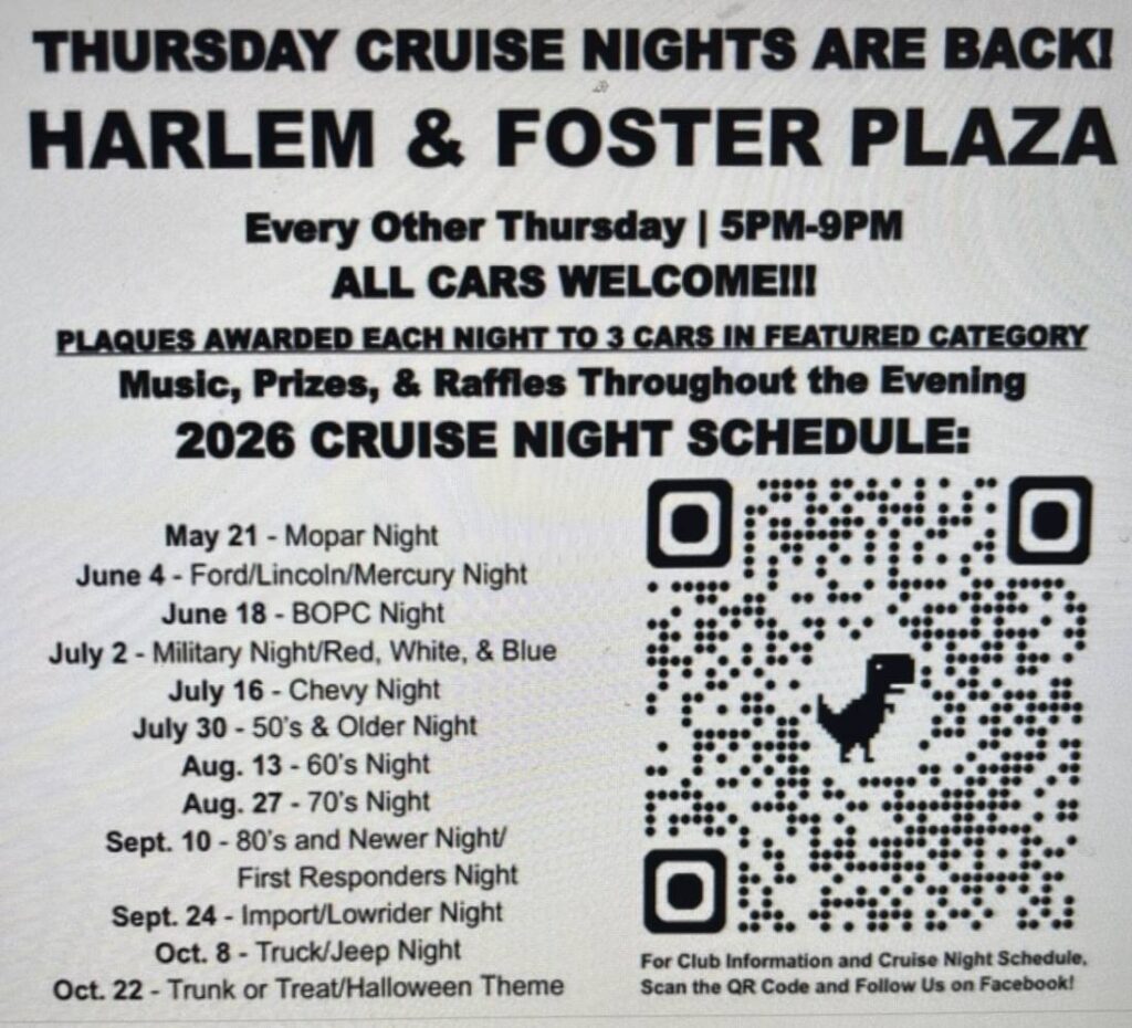 Thursday Cruise Nights Are Back! Harlem & Foster Plaza event at Harlem & Foster Plaza in Chicago, IL on June 4, 2026