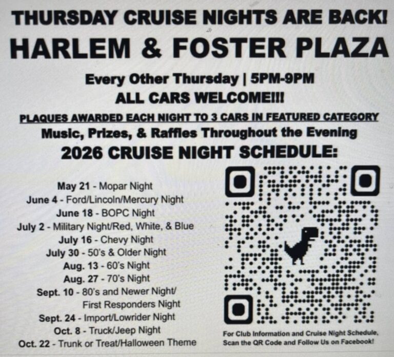 Thursday Cruise Nights Are Back! Harlem & Foster Plaza car show in Chicago, IL
