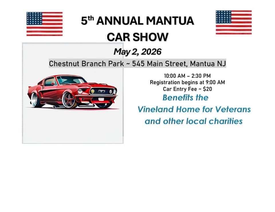 5th Annual Mantua Car Show event at 545 Main St in Mantua Twp, NJ on May 2, 2026