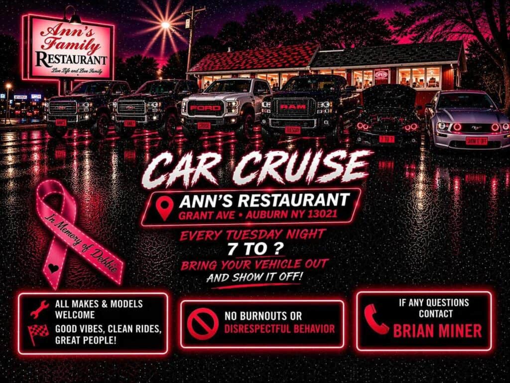 Ann's Restaurant Car Cruise event at Ann's Restaurant in Auburn, NY on April 21, 2026